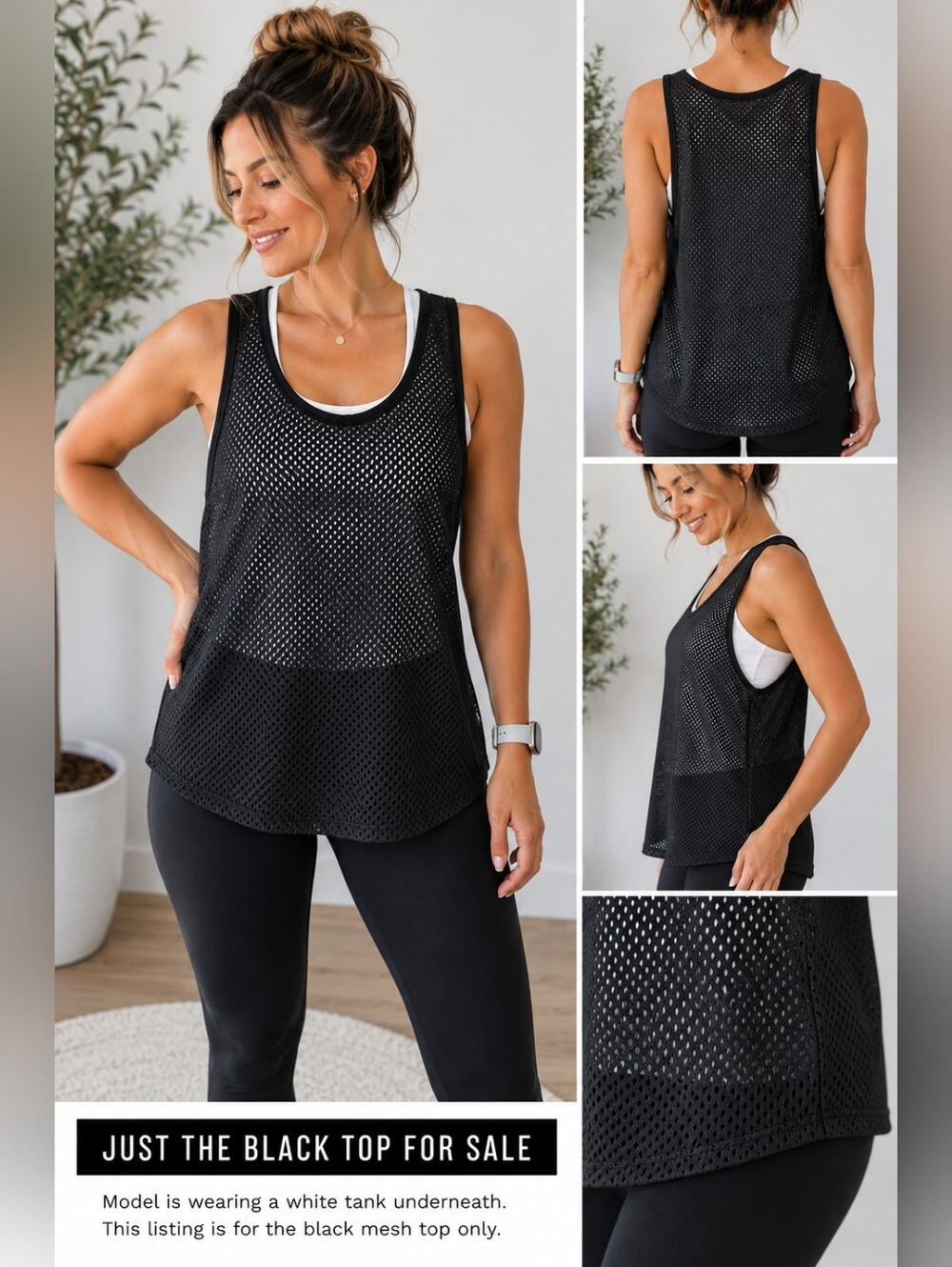 CALIA Carrie Underwood Black Mesh Tank Top Medium Sheer Athleisure Gym